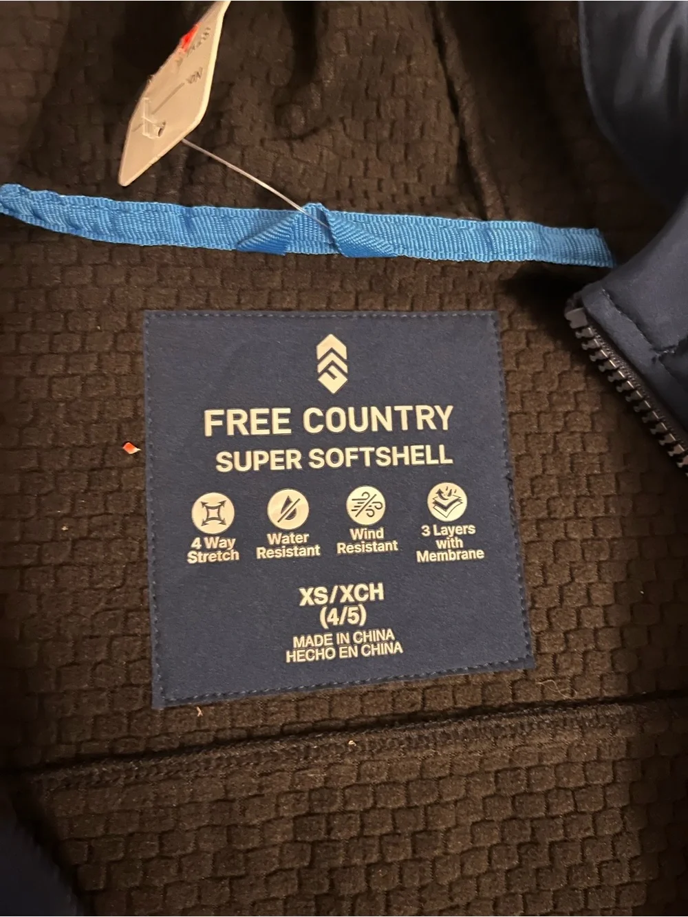Free Country Navy Blue Softshell Hooded Explorer Jacket with Zip Chest Pockets